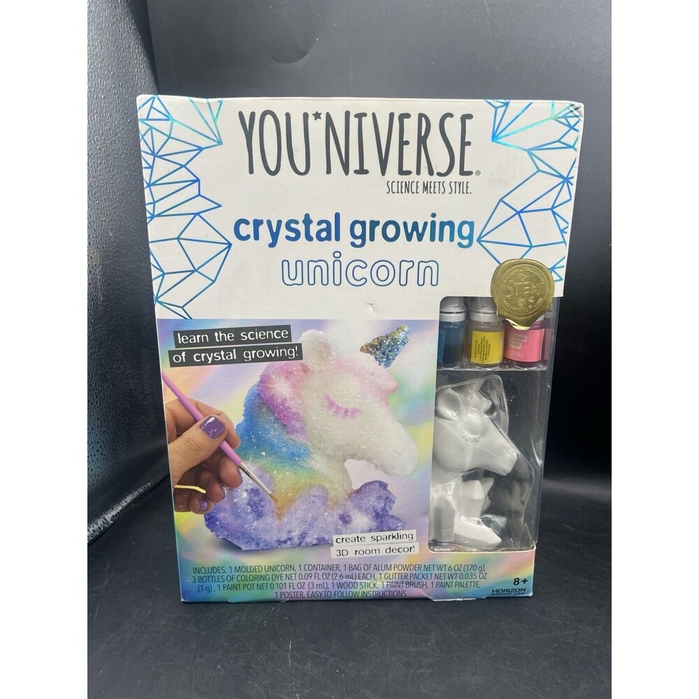 Sealed NEW YouNiverse Crystal Growing Unicorn Sparkling 3D Sculpture Kit STEM 8+